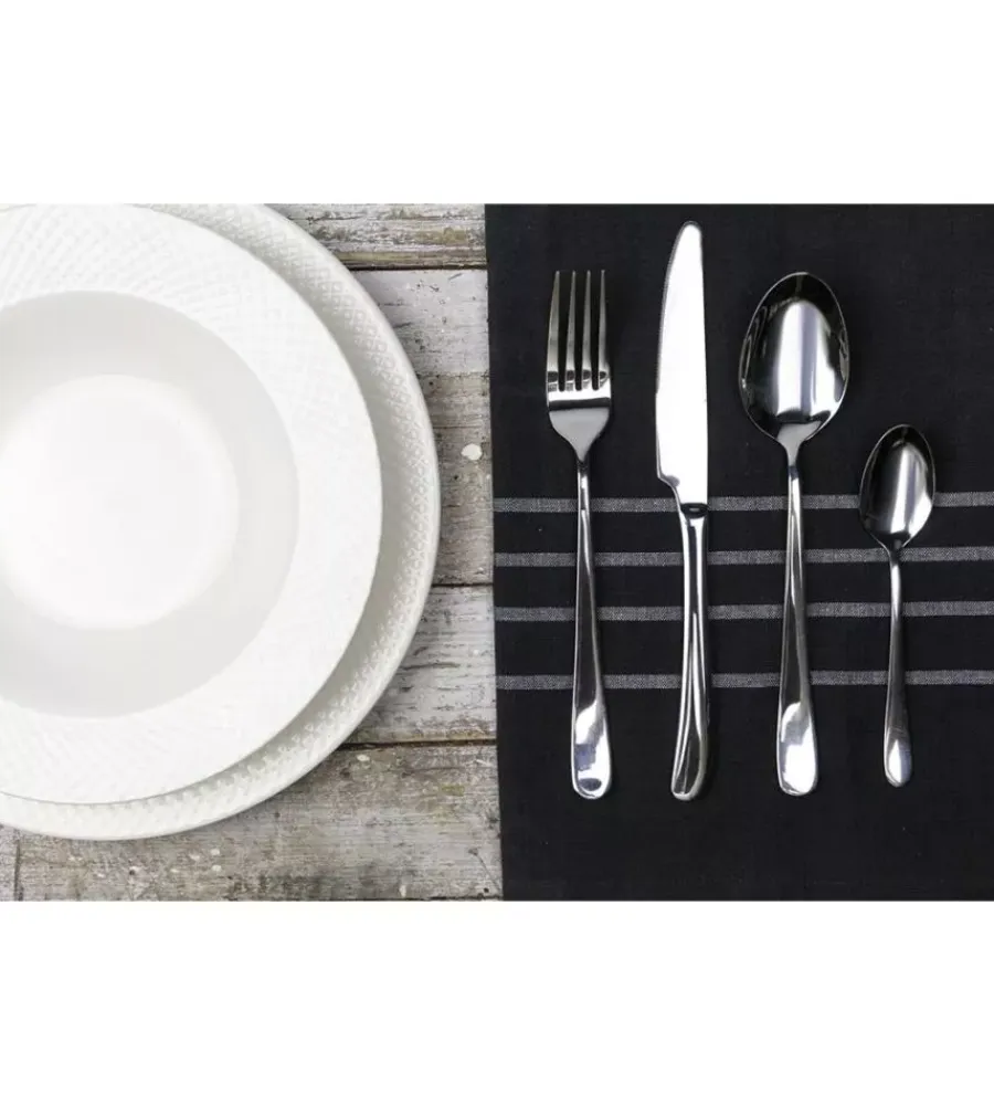 Stoviglie|Servizio posate villa d'este "roun" in acciaio inox silver lucido, 24 pezzi