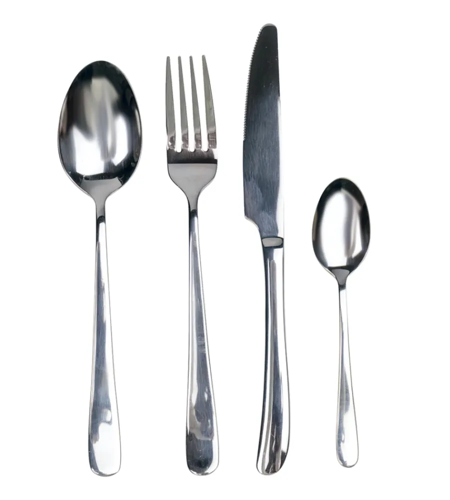 Stoviglie|Servizio posate villa d'este "roun" in acciaio inox silver lucido, 24 pezzi