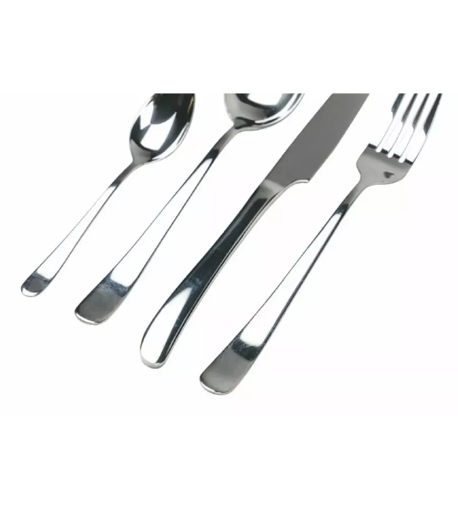 Stoviglie|Servizio posate villa d'este "roun" in acciaio inox silver lucido, 24 pezzi