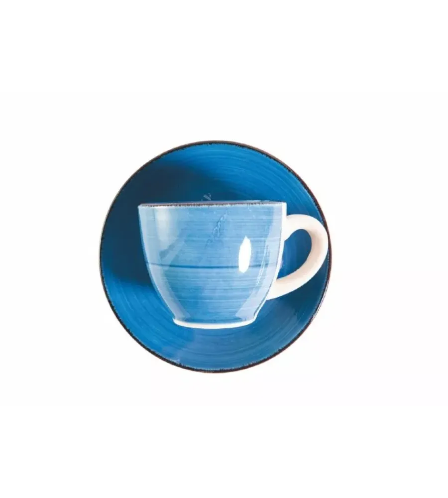 Stoviglie- Servizio tazzine da caffè "baita acuqa " in gress sfumature di blu 90ml, 6 pezzi