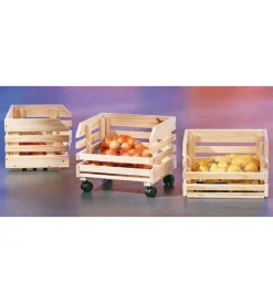 Discount Set 3 cassette con ruote - pino massello finitura naturale Complementi In Legno