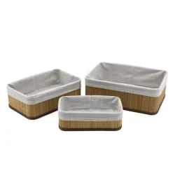 Accessori Bagno-Easy System Set 3 cestini in bambù naturale