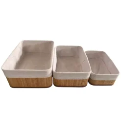 Accessori Bagno-Easy System Set 3 cestini in bambù naturale