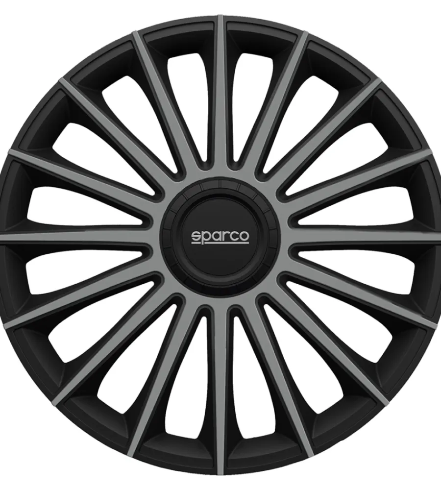 Auto Esterno-Sparco Set 4 copricerchi 16" pollici copriruota auto treviso spc1693bkgr nero grigio
