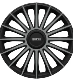 Clearance Set 4 copricerchi 15" pollici copriruota auto treviso spc1593bkgr nero grigio Auto Esterno