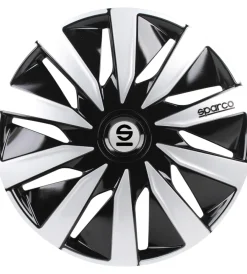Sparco Auto Esterno|Set 4 copricerchi 14" pollici copriruota auto lazio spc1491bksv nero argento