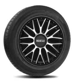 Best Set 4 copricerchi 15" pollici copriruota auto roma  spc1596svbk argento nero Auto Esterno