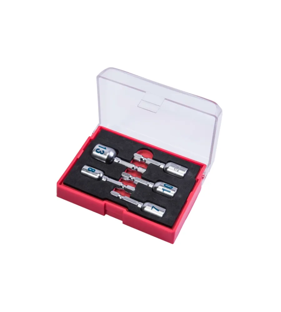Trapani E Avvitatori|Set 5 inserti a bussola magnetici connex in acciaio cromato