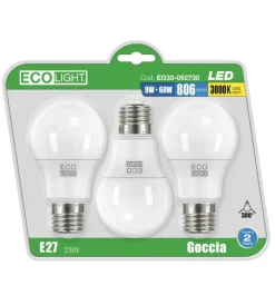 Lampadine-Century Set 3 lampadine led a goccia 9w, e27