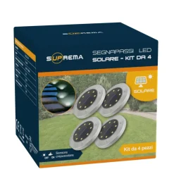Illuminazione Per Esterno- Set 4 luci solare segnapassi a led con sensore - 10 lumen - 1.2 v
