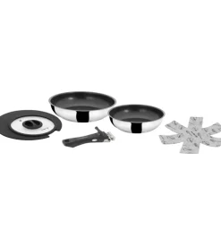 Campeggio-Brunner Set 2 padelle da campeggio "academy double pan ø 22/20" con coperchio e manico staccabile