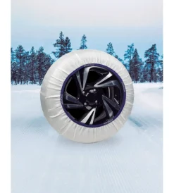 New Set 2 pezzi calze da neve in tessuto bianco silenziose, tg l - spt60 Catene E Calze Da Neve