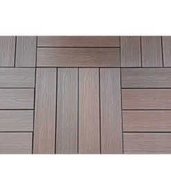 Fontane, Decorazioni E Pavimentazioni|Set 12 pezzi di piastrella da esterno riviera in wpc con finitura teak 60x15 cm