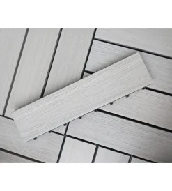 Fontane, Decorazioni E Pavimentazioni- Set 12 pezzi di piastrella da esterno riviera in wpc colore grigio 60x15 cm