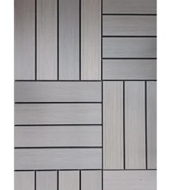 Fontane, Decorazioni E Pavimentazioni- Set 12 pezzi di piastrella da esterno riviera in wpc colore grigio 60x15 cm
