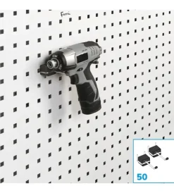 Officina E Garage|Set 10 pezzi gancio con puntale fami "the block" per pannello foro quadro antiribaltamento 50 mm