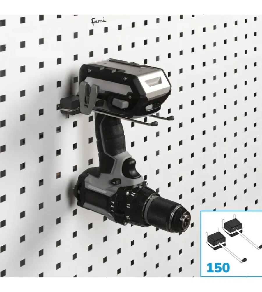 Officina E Garage|Set 10 pezzi gancio con puntale fami "the block" per pannello foro quadro antiribaltamento 150 mm