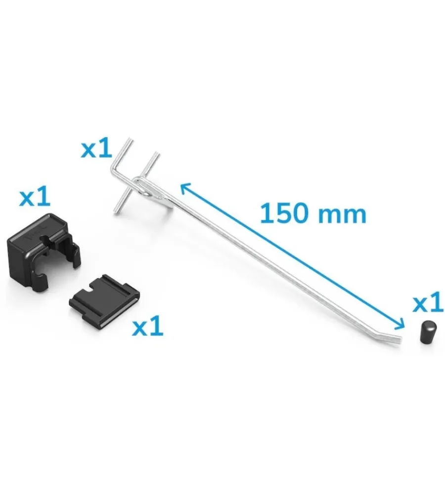 Officina E Garage|Set 10 pezzi gancio con puntale fami "the block" per pannello foro quadro antiribaltamento 150 mm