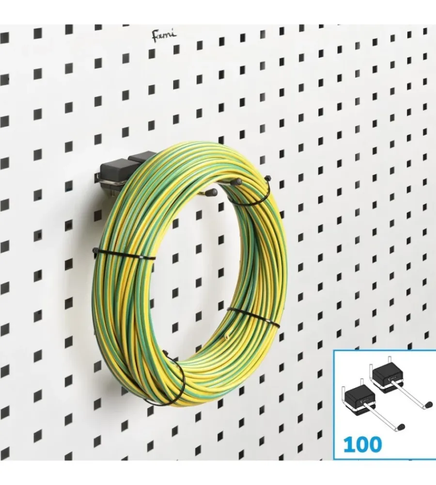 Officina E Garage|Set 10 pezzi gancio con puntale fami "the block" per pannello foro quadro antiribaltamento 100 mm
