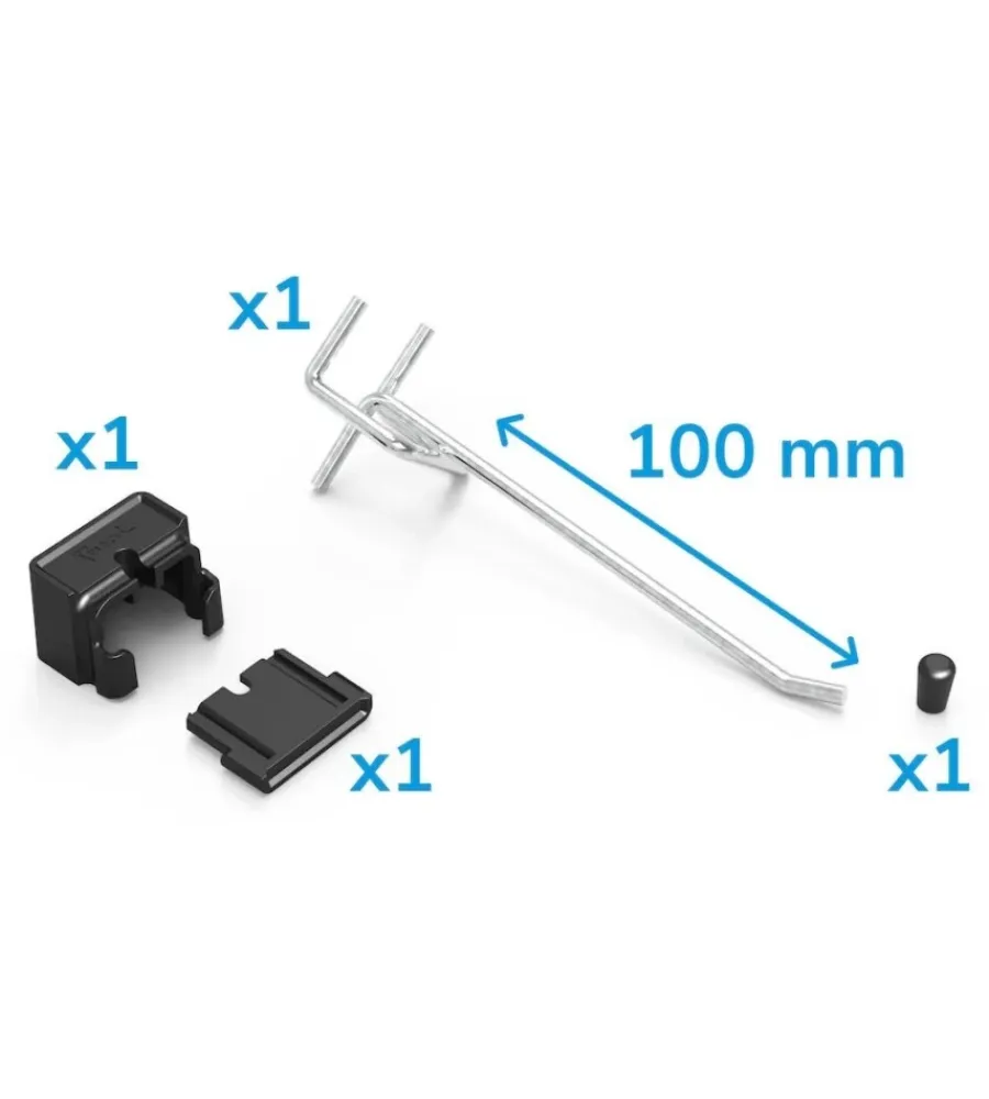 Officina E Garage|Set 10 pezzi gancio con puntale fami "the block" per pannello foro quadro antiribaltamento 100 mm