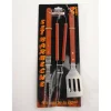 Barbecue- Set 3 pezzi per barbecue in acciaio e manico in legno
