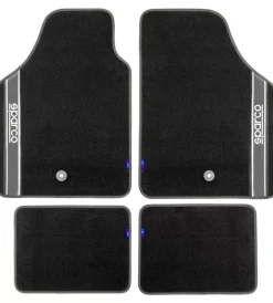 Sparco Auto Interno|Set 4 pezzi tappeti moquette per auto grigio e nero