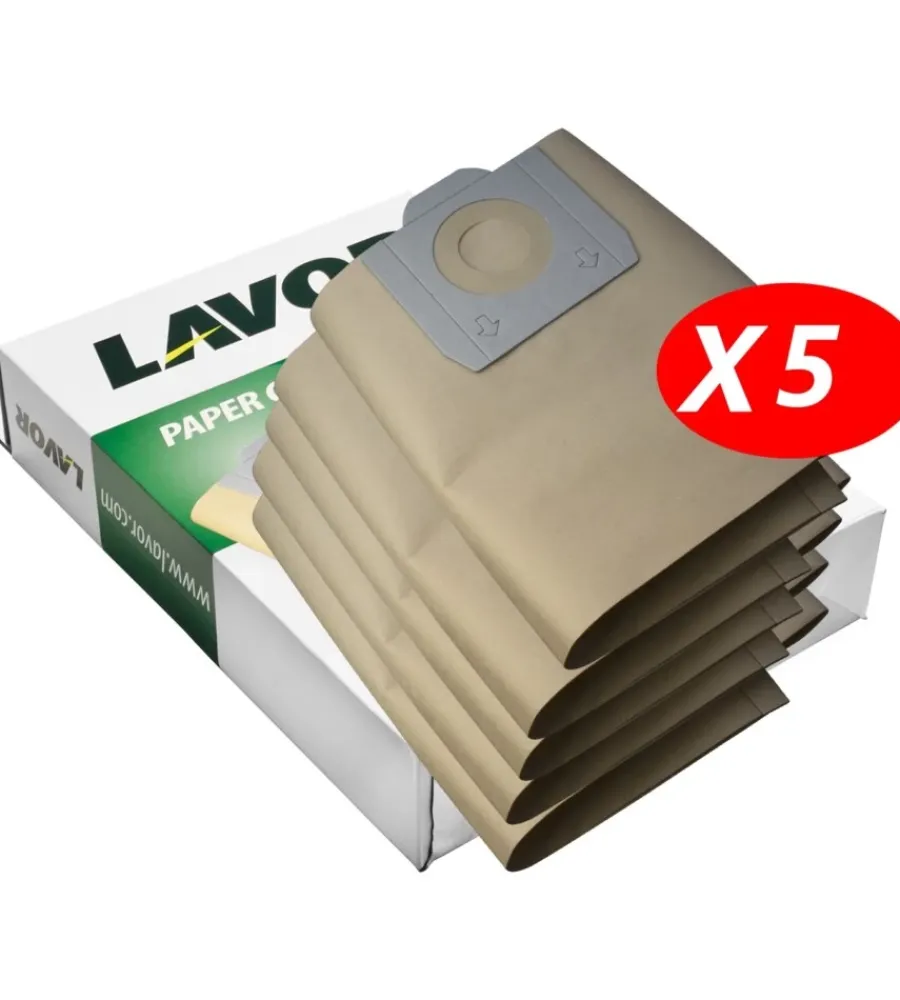 Sale Set 5 sacchetti saccoglitori in carta per aspiratori lavor "vac 20s", "rudy 1200s" e "rudy 30s" Aspiratori