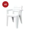 Keter Mobili Da Giardino E Accessori|Set 6 sedie da esterno impilabili "julie" in polipropilene bianco effetto legno 61,5x58,5x79 cm