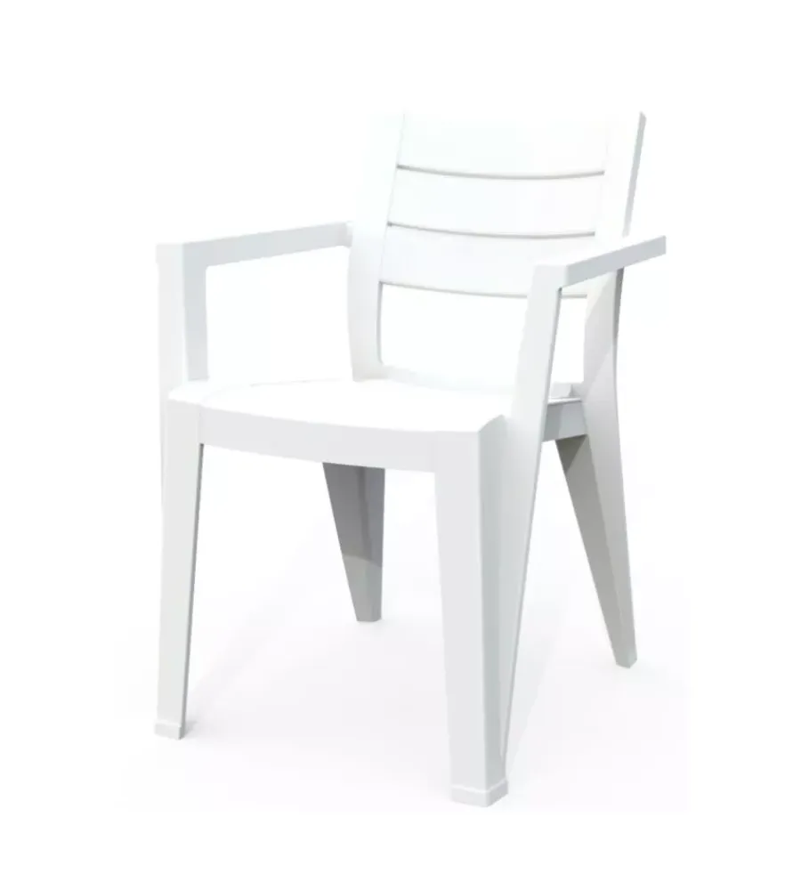 Keter Mobili Da Giardino E Accessori|Set 6 sedie da esterno impilabili "julie" in polipropilene bianco effetto legno 61,5x58,5x79 cm