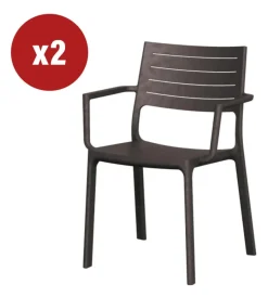 Sale Set 2 sedie da esterno "metaline" in polipropilene effetto metallo bronzo 60x53x81 cm Mobili Da Giardino E Accessori