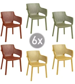 Mobili Da Giardino E Accessori-Keter Set 6 sedie impilabili "elisa" in polipropilene 2 verde, 2 rosso, 2 giallo 61x54,5x79 cm