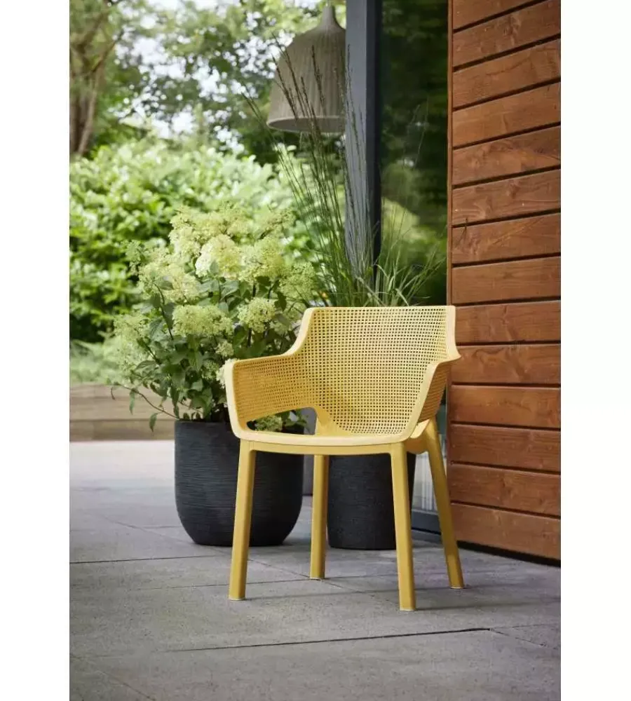 Mobili Da Giardino E Accessori-Keter Set 6 sedie impilabili "elisa" in polipropilene 2 verde, 2 rosso, 2 giallo 61x54,5x79 cm