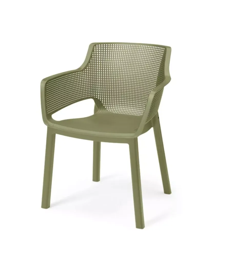 Mobili Da Giardino E Accessori-Keter Set 6 sedie impilabili "elisa" in polipropilene 2 verde, 2 rosso, 2 giallo 61x54,5x79 cm