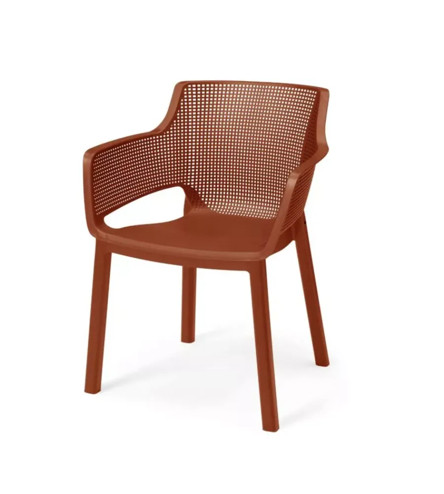 Mobili Da Giardino E Accessori-Keter Set 6 sedie impilabili "elisa" in polipropilene 2 verde, 2 rosso, 2 giallo 61x54,5x79 cm