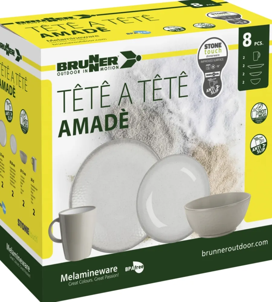 Outlet Set 8 stoviglie da campeggio "amadè" in stone touch antiscivolo Campeggio