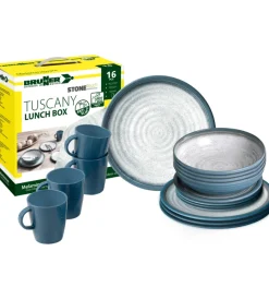 Hot Set 16 stoviglie da campeggio "tuscany" in stone touch antiscivolo Campeggio
