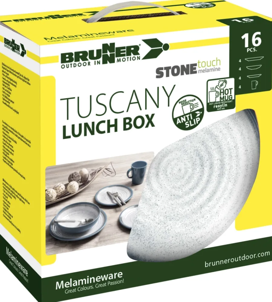 Hot Set 16 stoviglie da campeggio "tuscany" in stone touch antiscivolo Campeggio