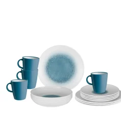Discount Set 16 stoviglie da campeggio "meteore azur" in stone touch antiscivolo Campeggio