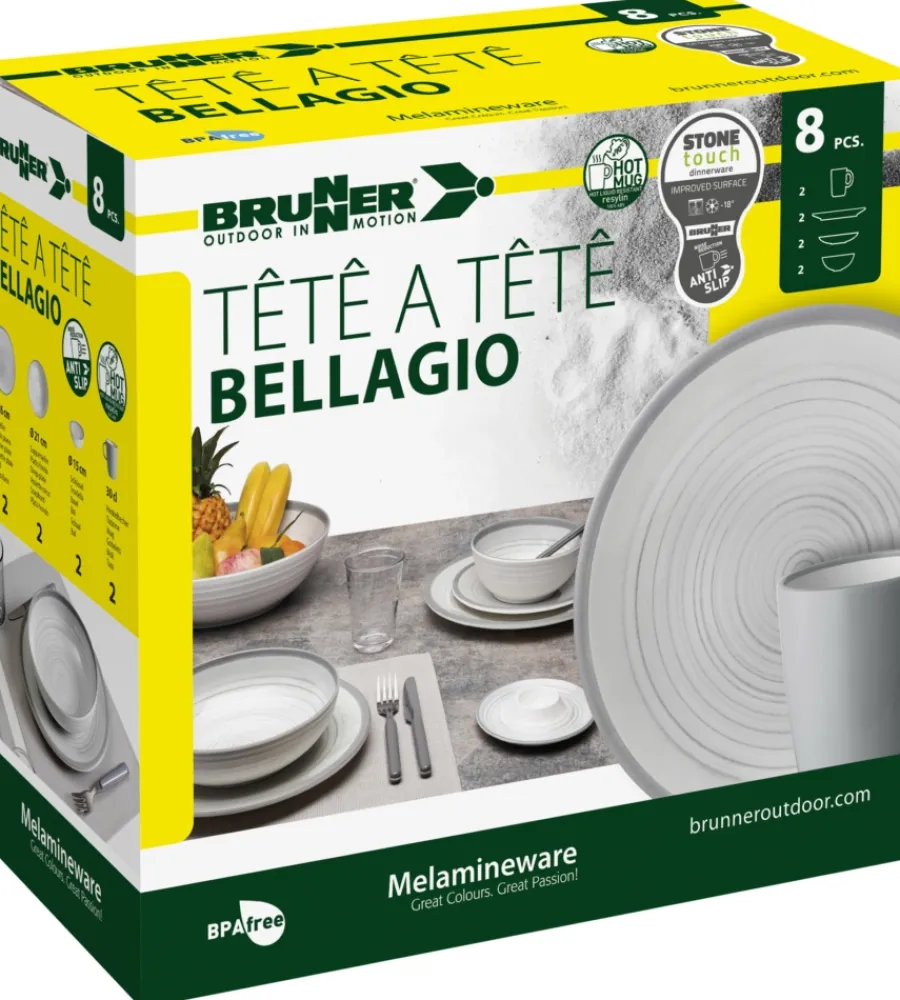 Brunner Campeggio|Set 8 stoviglie da campeggio "bellagio" in stone touch antiscivolo