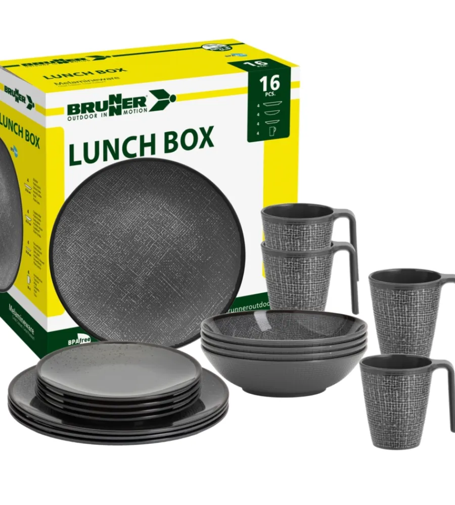 Discount Set 16 stoviglie da campeggio "cottery" in melamina antiscivolo Campeggio