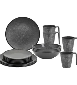 Discount Set 16 stoviglie da campeggio "cottery" in melamina antiscivolo Campeggio