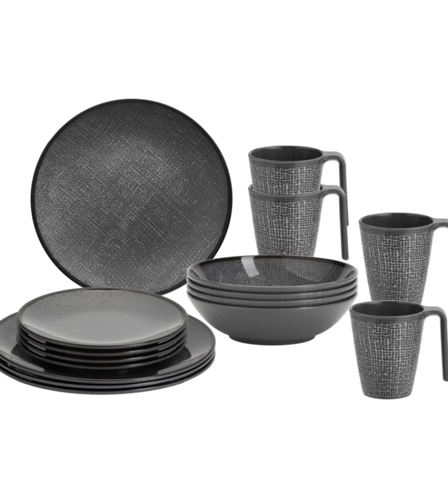 Discount Set 16 stoviglie da campeggio "cottery" in melamina antiscivolo Campeggio