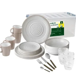 Brunner Campeggio|Set 36 stoviglie da campeggio "savana" in stone touch antiscivolo