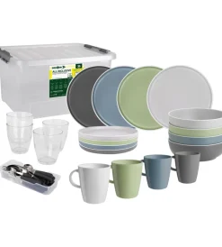 Campeggio-Brunner Set 36 stoviglie da campeggio "dolomit" in stone touch antiscivolo