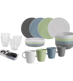 Campeggio-Brunner Set 36 stoviglie da campeggio "dolomit" in stone touch antiscivolo