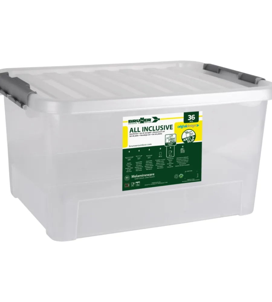 Campeggio-Brunner Set 36 stoviglie da campeggio "dolomit" in stone touch antiscivolo