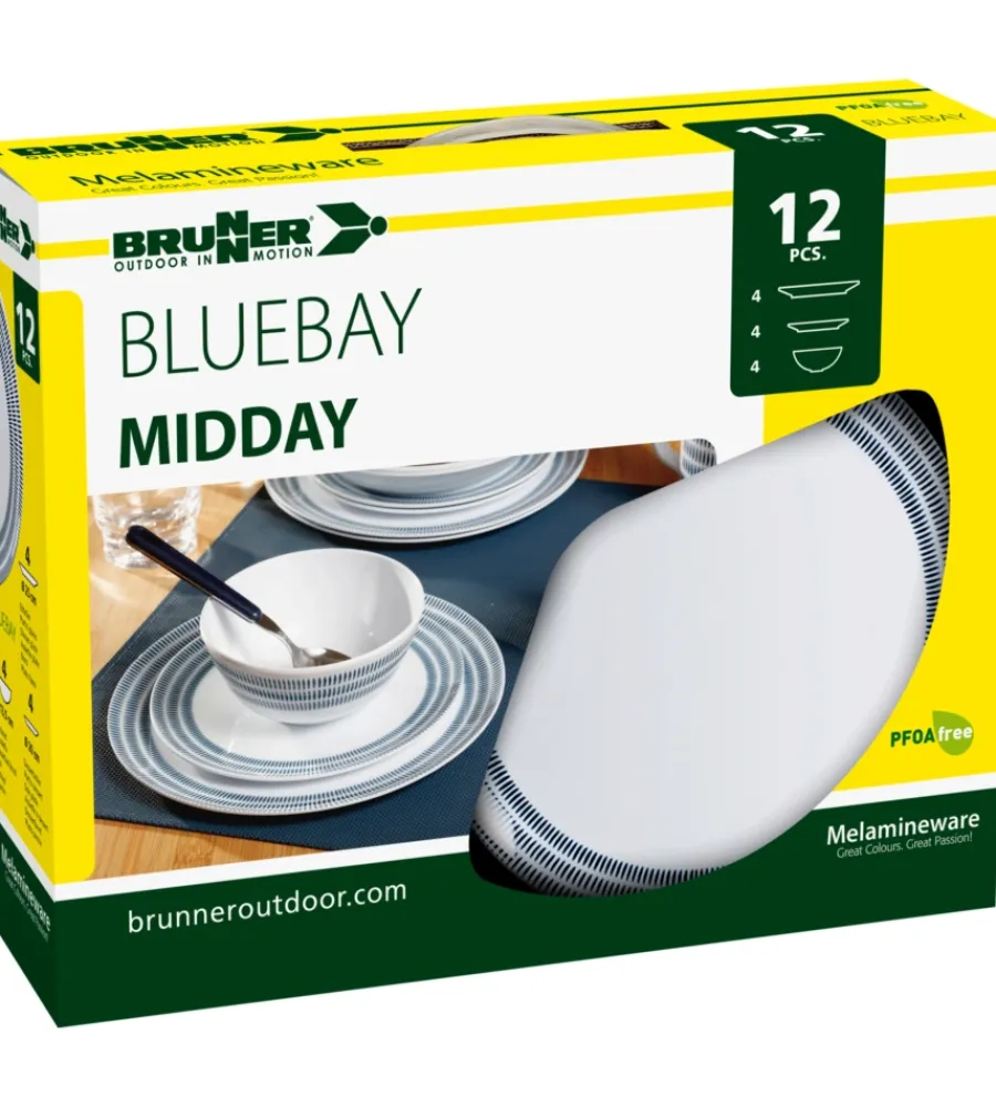 Brunner Campeggio|Set 12 stoviglie da campeggio "bluebay" in melamina