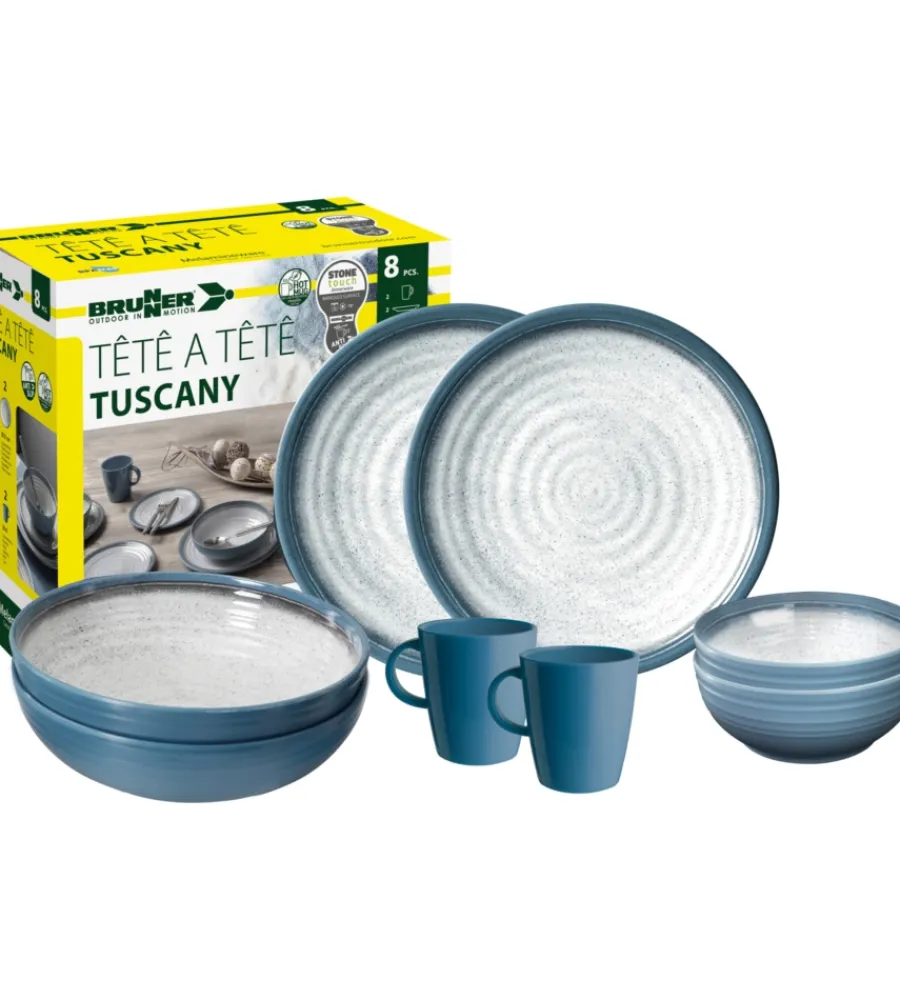 Sale Set 8 stoviglie da campeggio "tuscany" in stone touch antiscivolo Campeggio