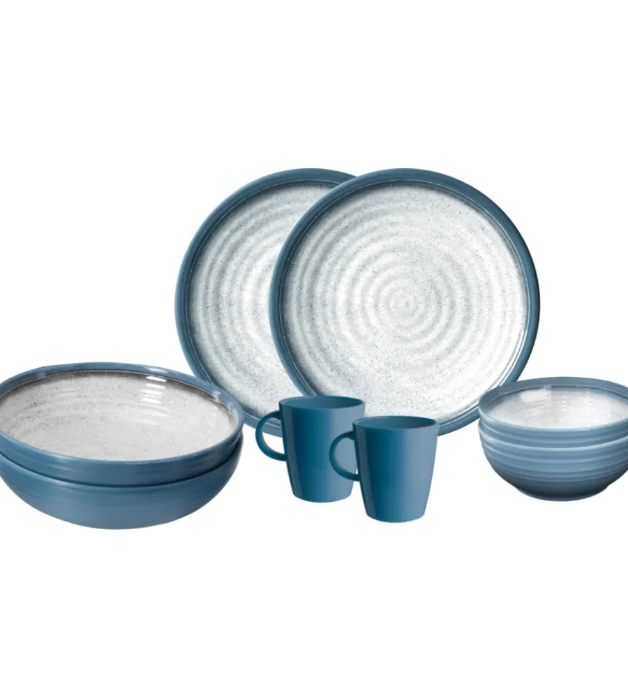 Sale Set 8 stoviglie da campeggio "tuscany" in stone touch antiscivolo Campeggio