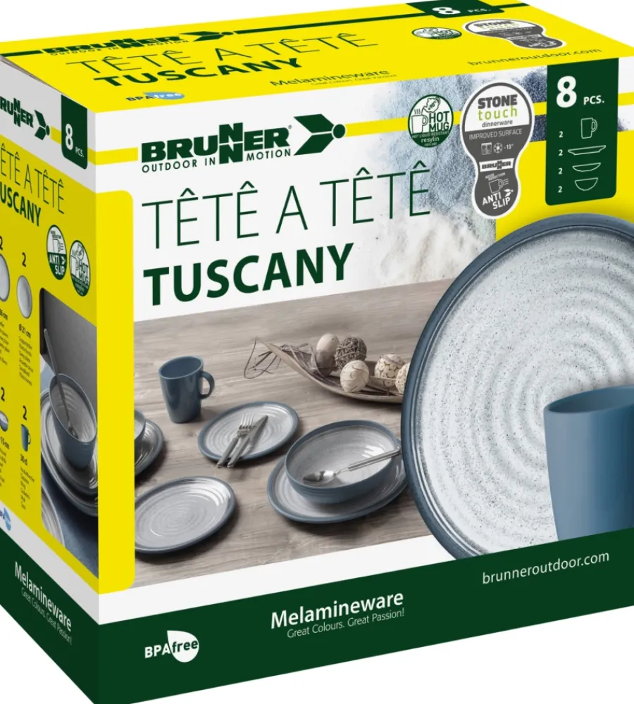 Sale Set 8 stoviglie da campeggio "tuscany" in stone touch antiscivolo Campeggio